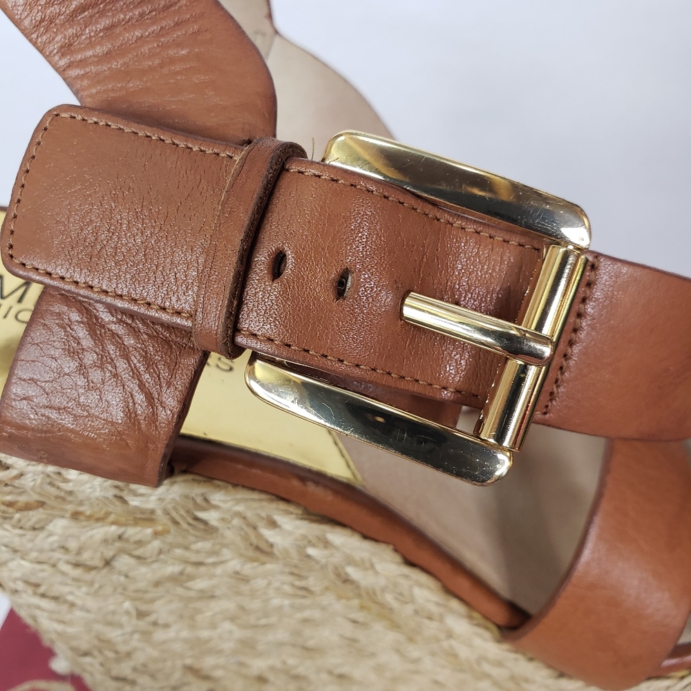 Michael Kors Celia Womens Brown Mid Wedge Platform Sandal Ankle Strap Y2K sz 8.5 - Picture 7 of 14